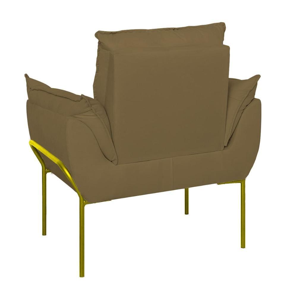 Miniatura Kit 2 Poltronas Luxo Base Reforçada Metal Dourado Capuccino