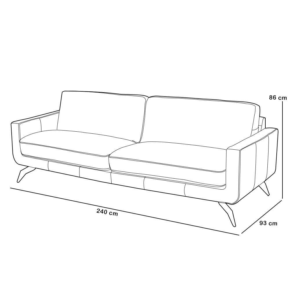 Miniatura Sofá 3 Lugares Para Sala De Estar Living Industrial 240cm Trento L06 Couro Pérola - Lyam Decor