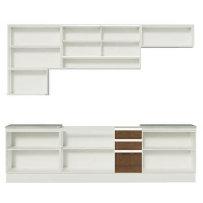 Cozinha Completa Madesa Genova com Armário e Balcão (Sem Tampo e Pia) Branco/Rustic Cor:Branco/Rustic