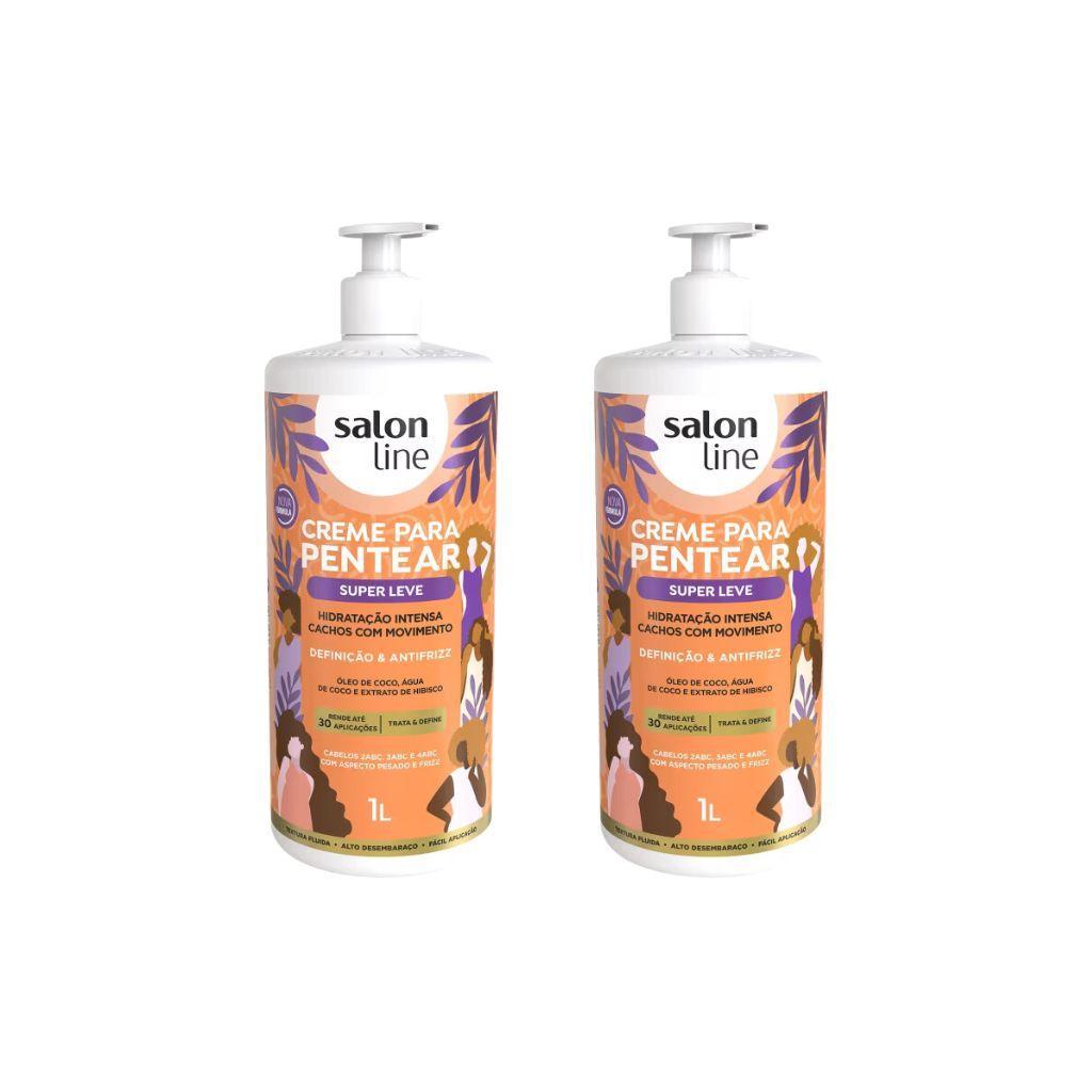 Miniatura Creme Para Pentear Salon Line 1L Super Leve - Kit Com 2Un