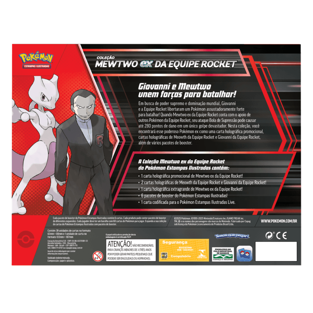 Miniatura Cartas Pokémon Box Coleção Mewtwo exGiovanni  40 Cards Copag