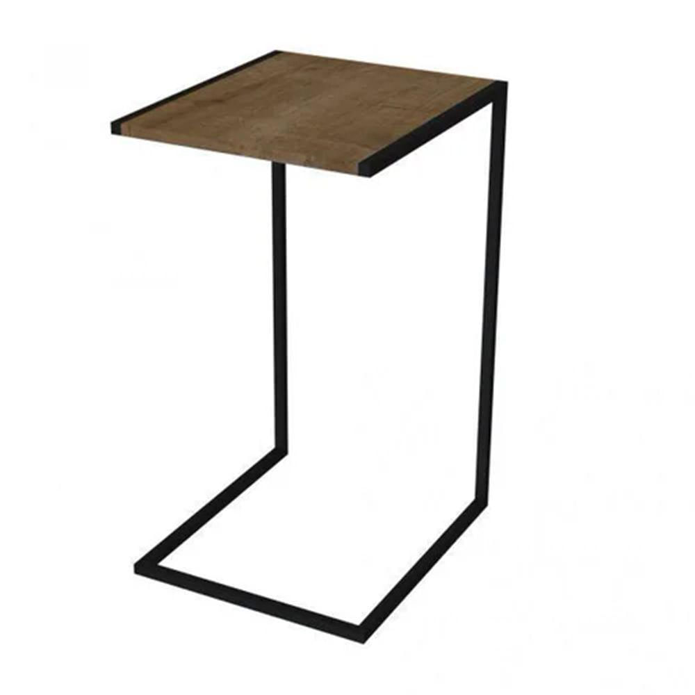 Miniatura Mesa Lateral Industrial Steel Preta E Imbuia Preto