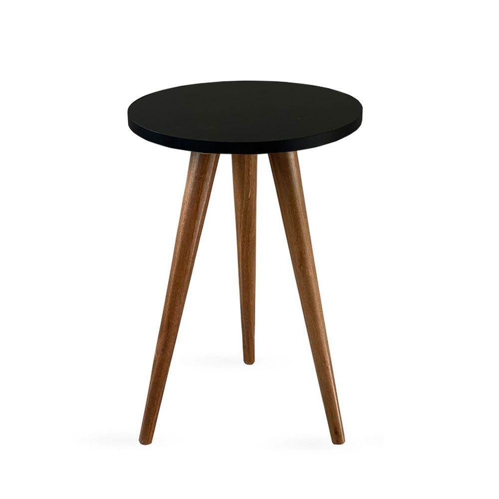 Miniatura Mesa Lateral De Canto Tripé 60x35cm Preto