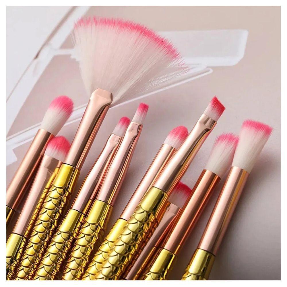 Miniatura Pincel Sereia 10 Peças Maquiagem Make Up Mermaid