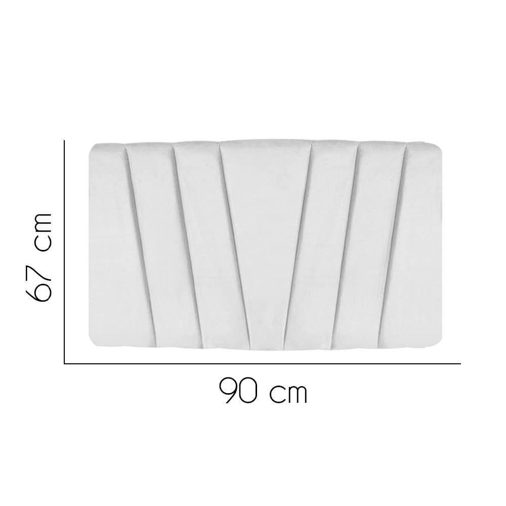 Miniatura Painel Suspenso Bélgica 90cm Solteiro Quarto Luxo Cama Box Suede Branco - D House Decor