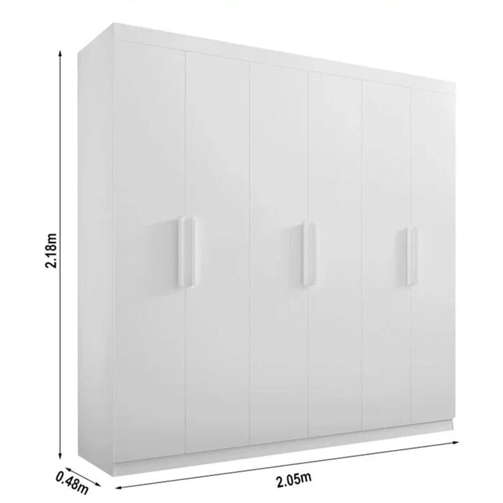 Miniatura Guarda Roupa Casal Colibri 6 Portas 6 Gavetas Com Pés - D' Doro Cinamomo-off White