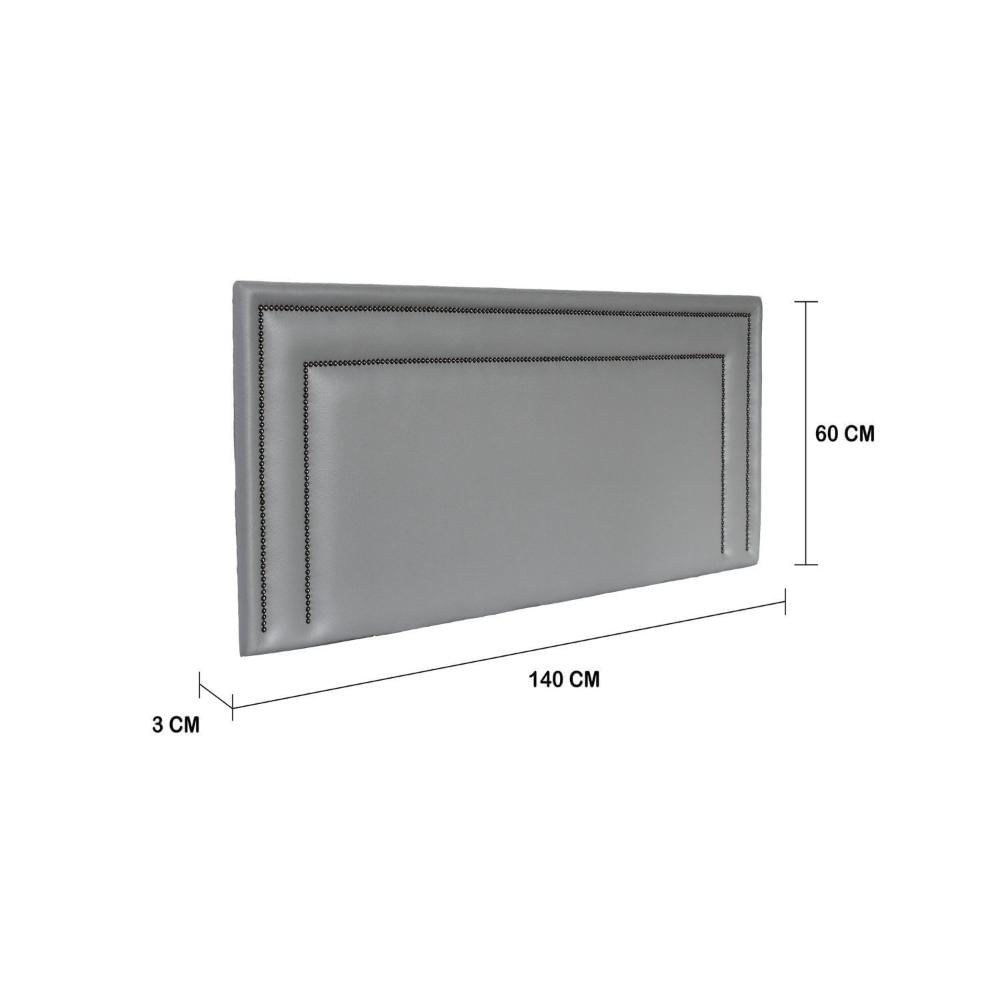 Miniatura Cabeceira Casal Estofada para Cama Box com Tachas 140x60cm Reta Luxo Dupla Cinza/Fumê