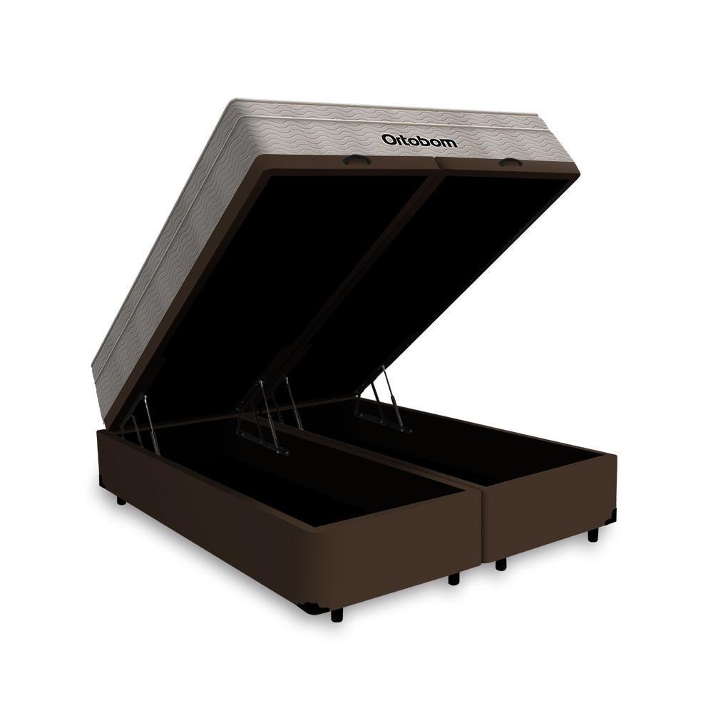 Miniatura Cama Box Baú Queen + Colchão De Molas Ortobom 158cm Marrom