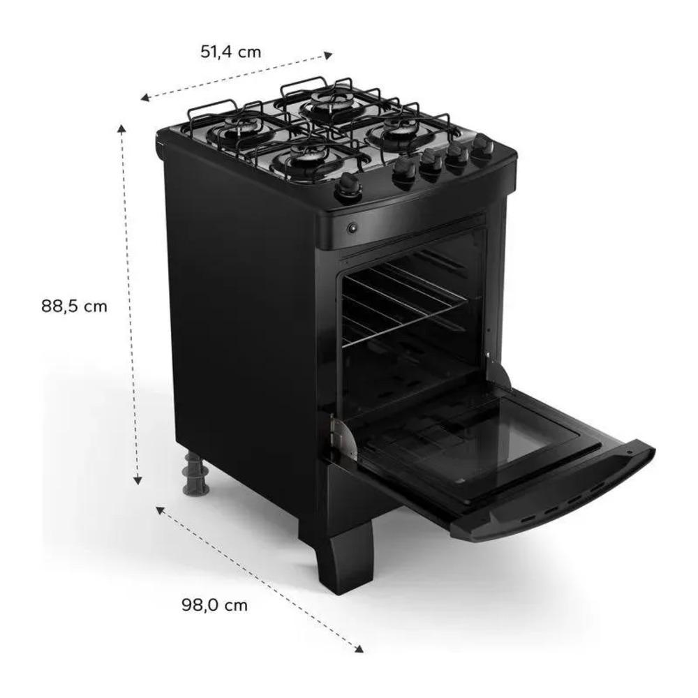 Fogão 4 Bocas Preto Consul com Mesa Esmaltada CFO4ZAE Bivolt Bivolt