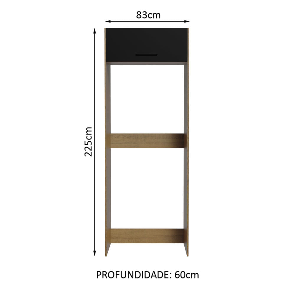 Miniatura Porta Geladeira Madesa Agata 1 Porta Basculante Rustic/Preto Cor:Rustic/Preto