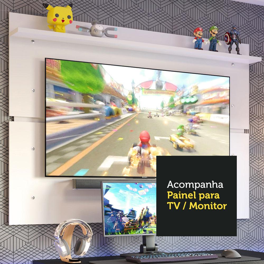 Mesa para Computador Gamer e Painel TV Madesa - Preto/Branco Preto/Branco
