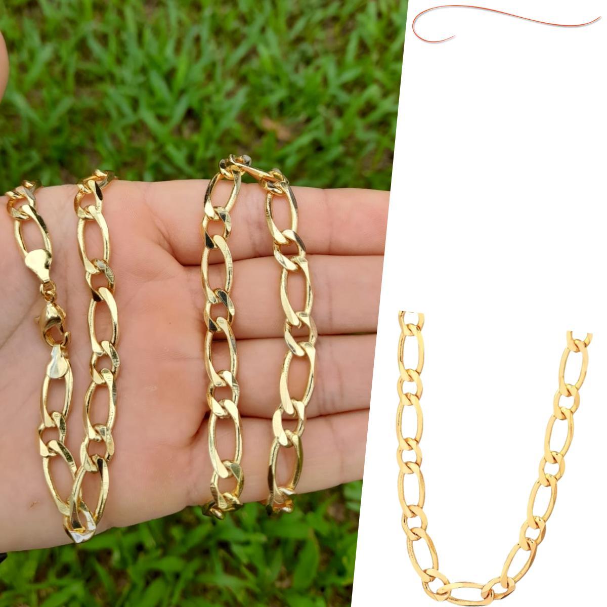 Miniatura Corrente Elo Grumet 1X1 Banhada A Ouro 18K