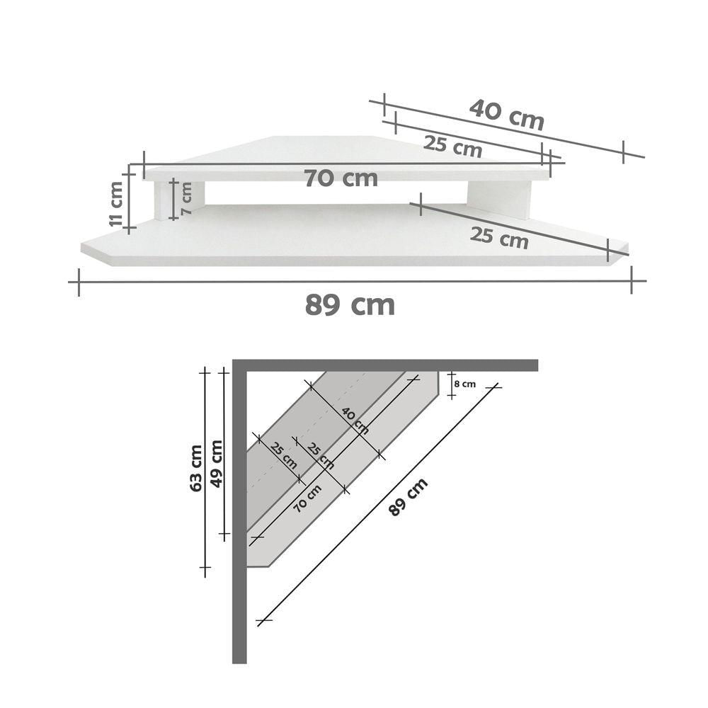 Rack Suspenso Aparador Bancada Estante De Canto Para Computador Monitor Branco