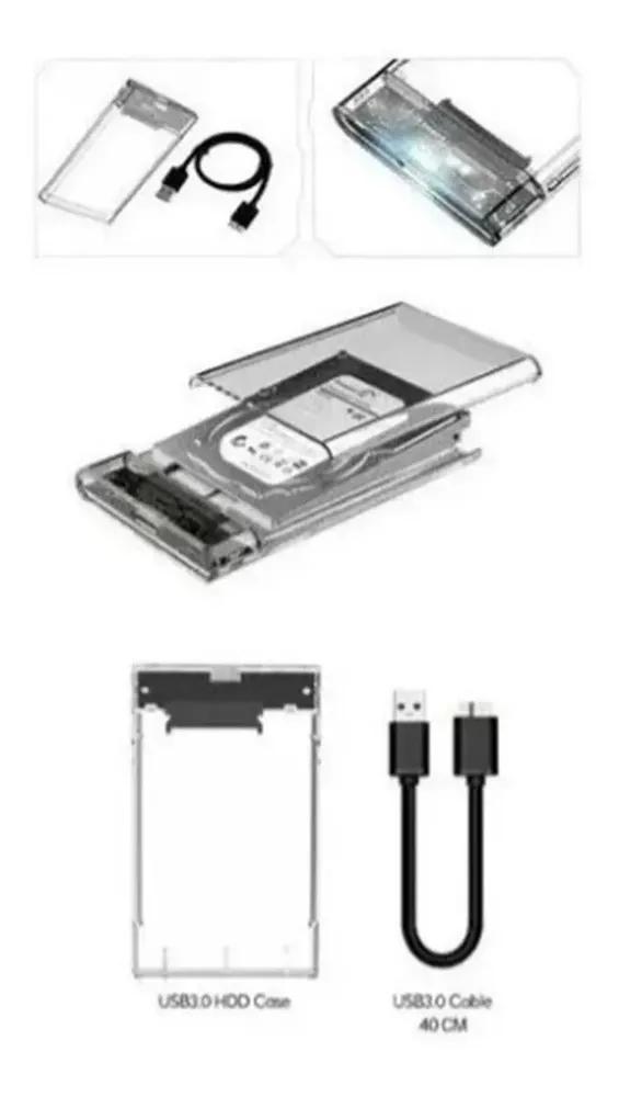 Miniatura Case Hd Externo 2.5 Sata Usb 3.0 Transparente Rápido
