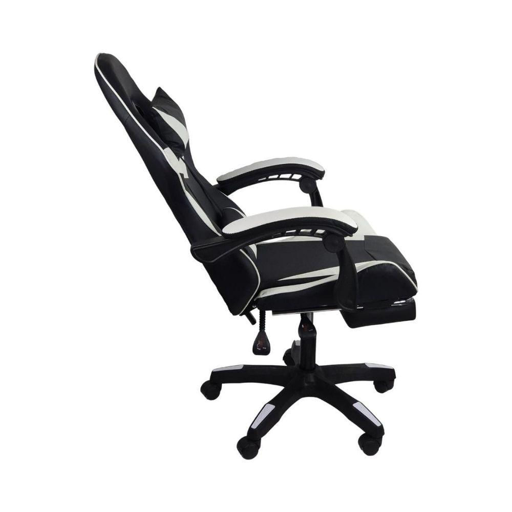 Miniatura Cadeira Gamer Stillus Ergonômica Com Apoio Para Os Pés Preto E Branco