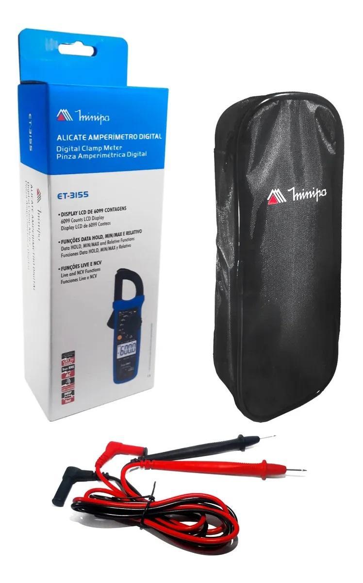 Miniatura Alicate Amperímetro Minipa Et-3155 Capacimetro E Ncv + Bolsa