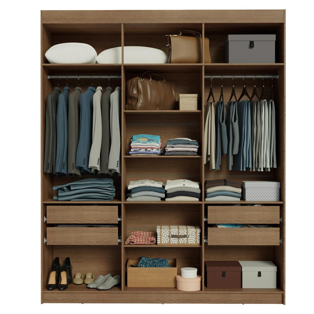 Guarda-Roupa Casal 6 Portas Batentes Rustic/Crema/Rustic Venus Madesa Rustic/Crema/Rustic