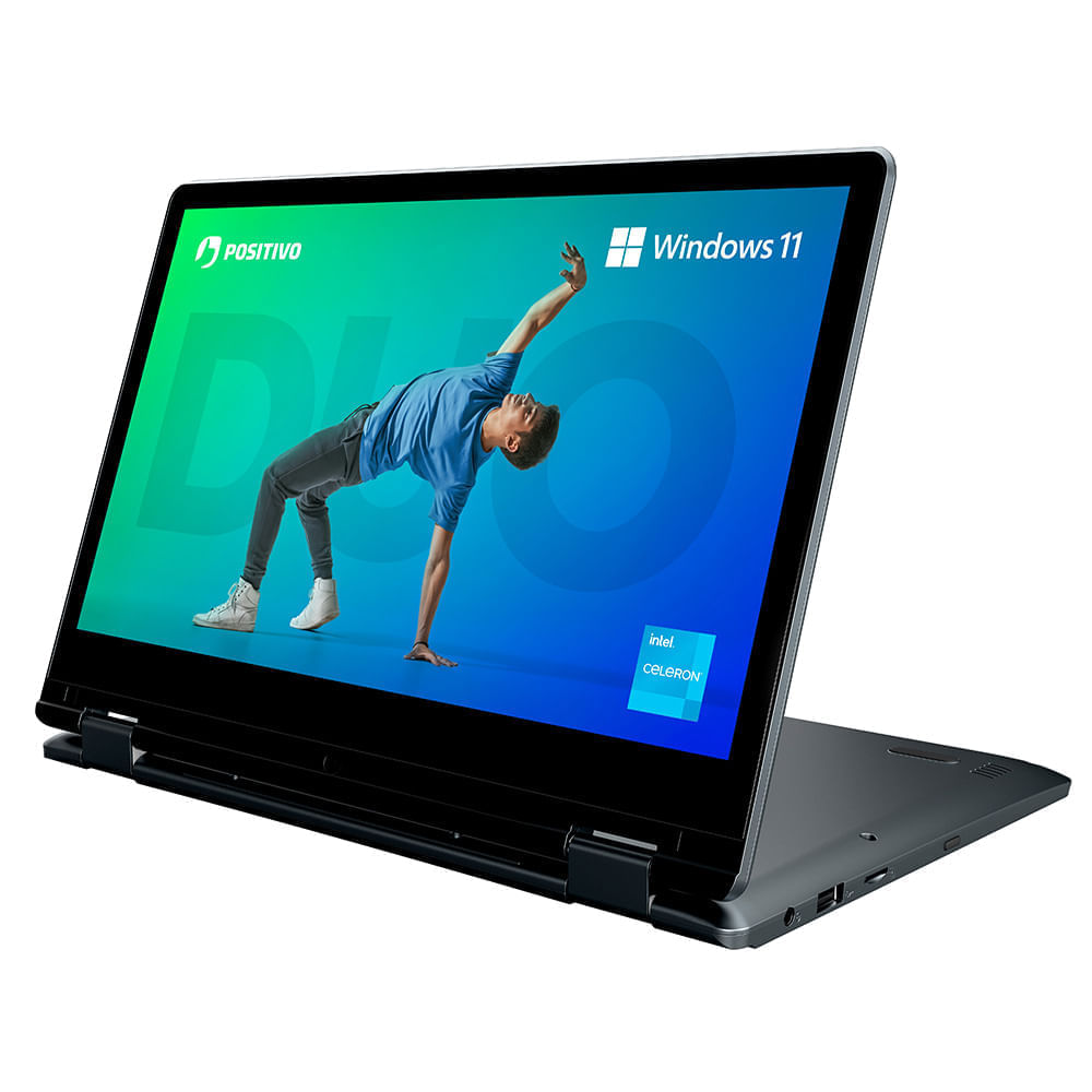 Notebook 2 em 1 Positivo Duo C8128E Intel® Celeron® N4500 Windows 11 Home 8GB RAM 128GB eMMC 11” LED HD IPS - Cinza
