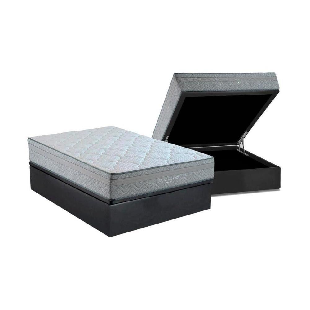 Miniatura Cama Box Baú Casal: Colchão Molas Ensacadas Kappesberg Masterpocket Prime Látex + Base Gray(138X188)