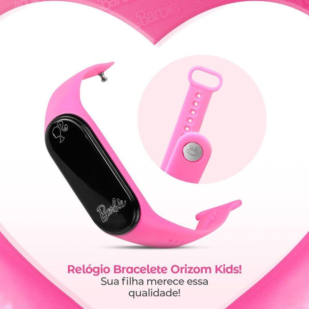 Miniatura Relogio Infantil Digital + Rosa Barbie + Oculos Sol + Caixa Esportivo Original Alarme Criança Menina
