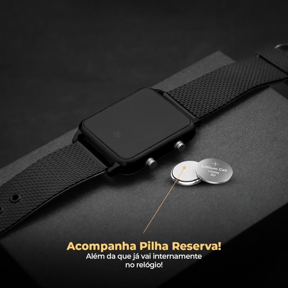 Miniatura Relogio Feminino Digital Led Preto Silicone Original Barato