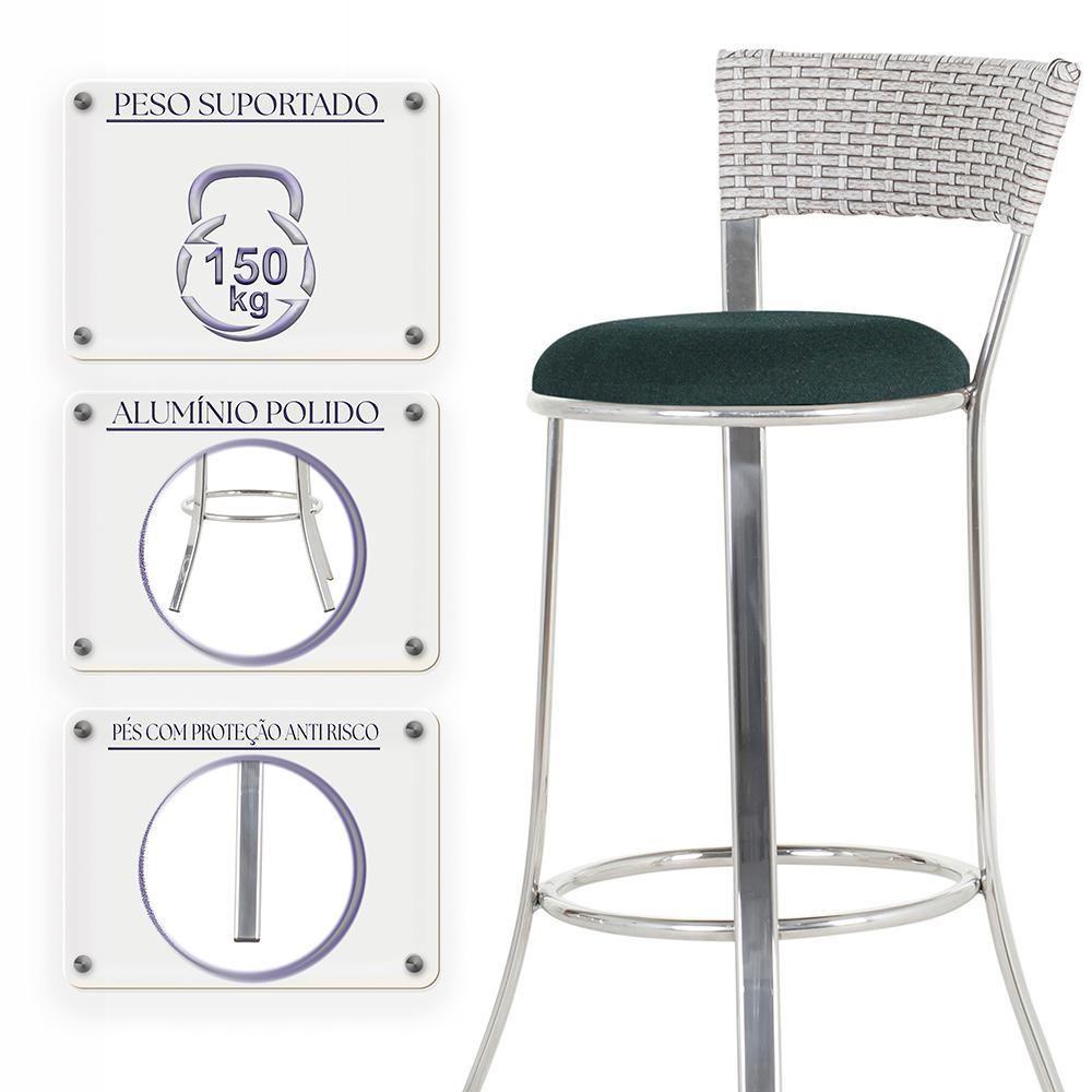 Conjunto Com 2 Banquetas Em Alumínio, Fibra Sintética E Impermeável Tc Marmore A09