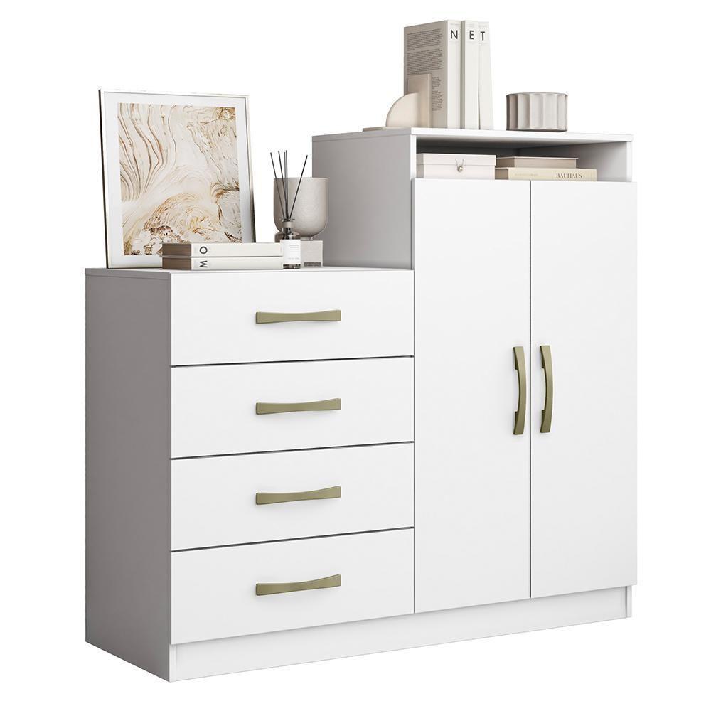 Miniatura Cômoda Londres 2 Portas E 4 Gavetas Branco - Aramóveis Branco
