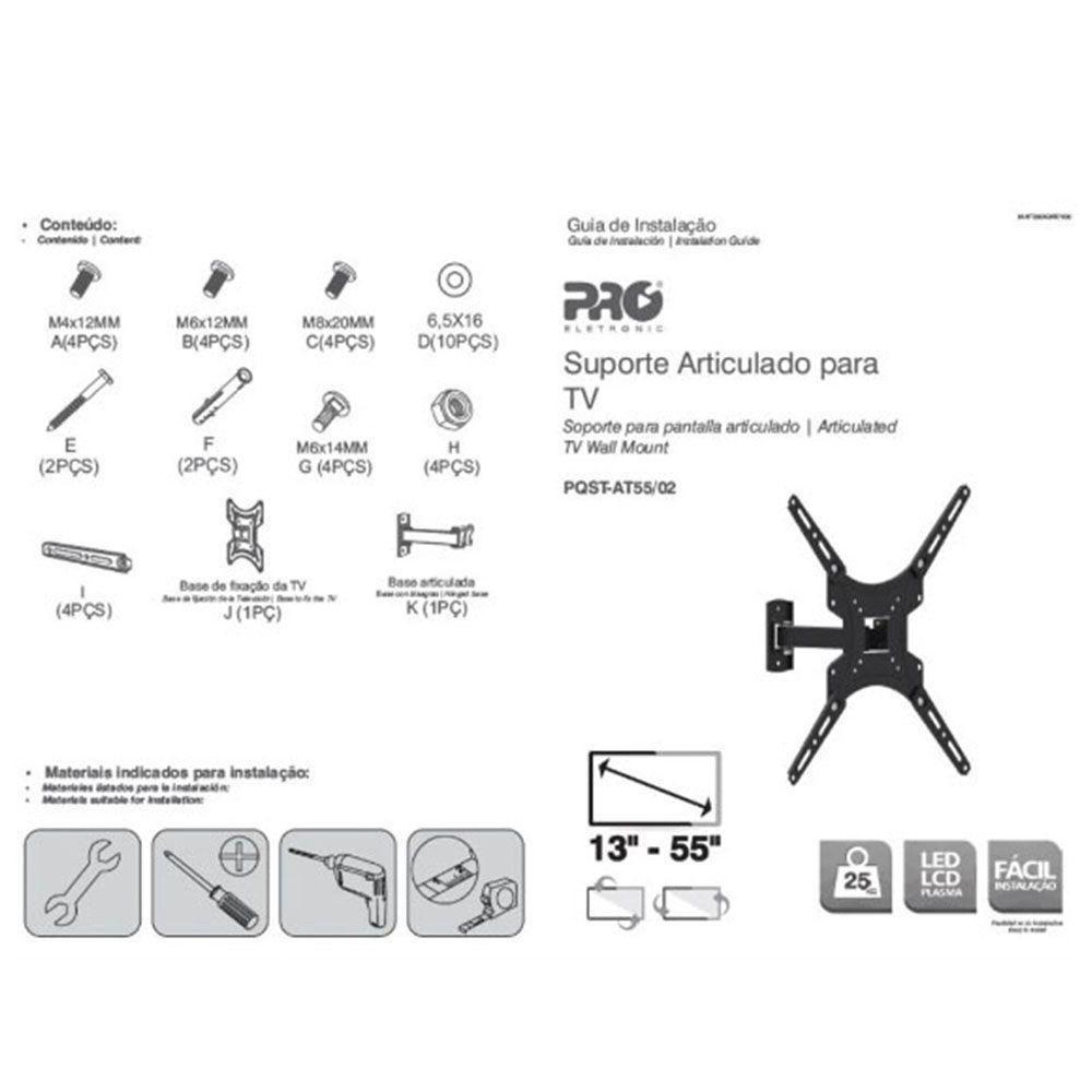 Miniatura Suporte Tv Articulado Universal 13 A 55 Polegadas