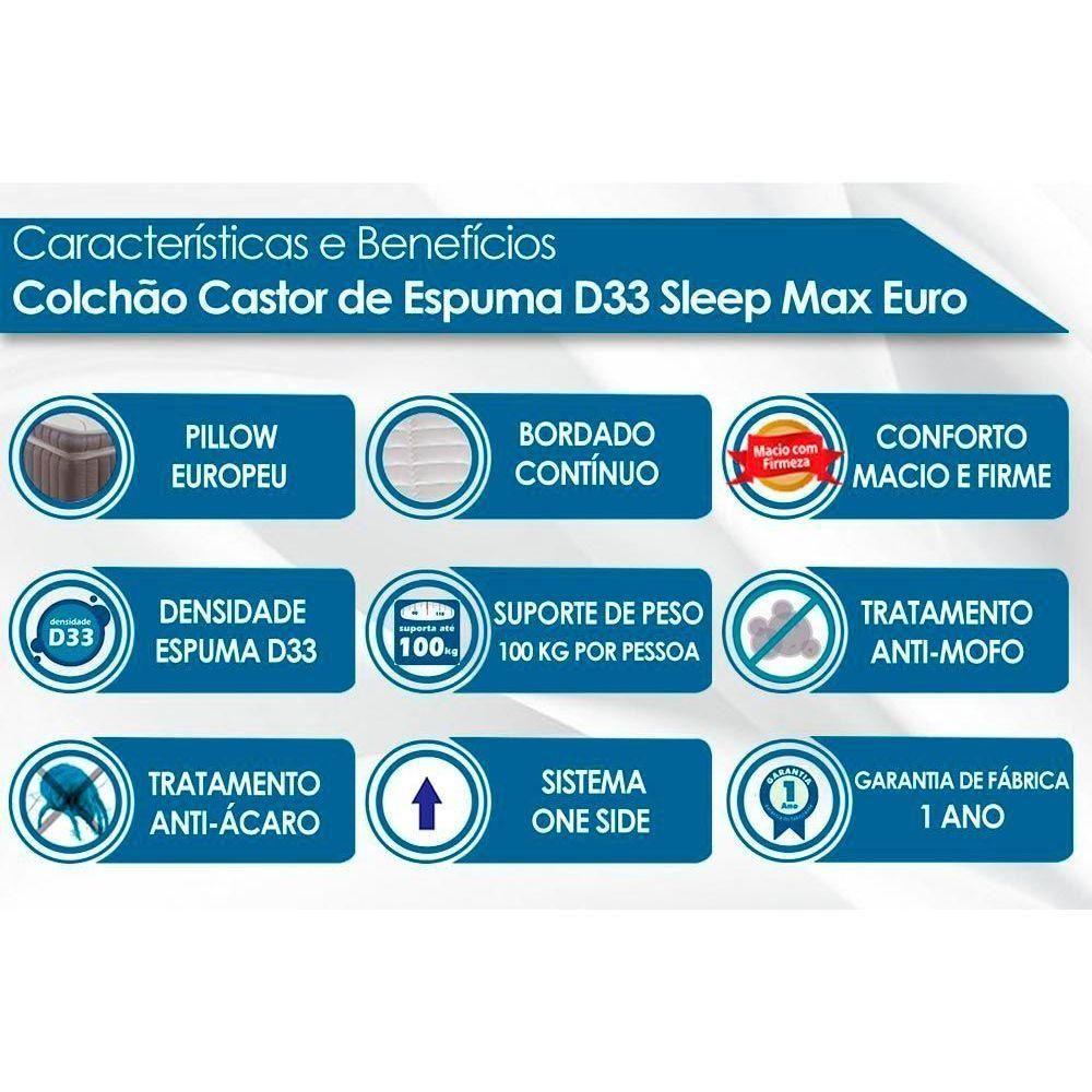 Miniatura Colchão Viúva Espuma D33 Sleep Max Euro Pillow (128x188x25) - Castor