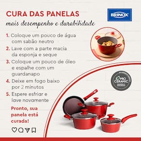 Miniatura Conjunto de Panelas Brinox 6 Peças Ceramic Life Smart Plus com Revestimento Antiaderente Cerâmico e Tampa de Vidro com Saída de Vapor 2.5 mm - Vanilla