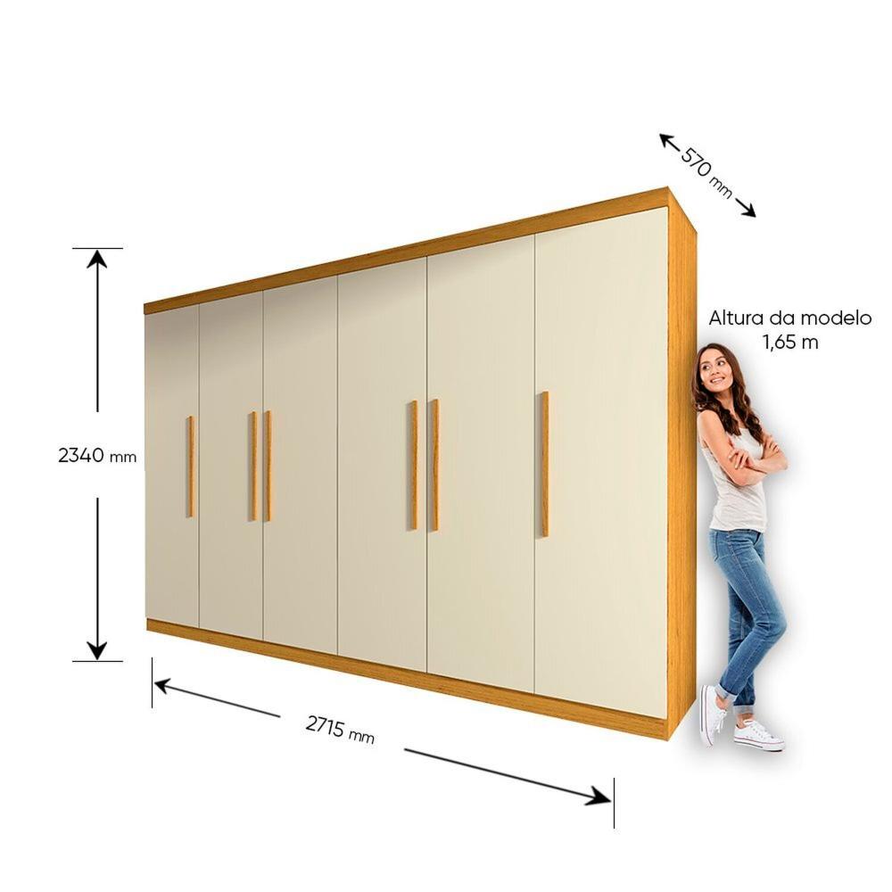 Miniatura Guarda-roupa Casal 6 Portas Roma Yescasa Naturale/Off White