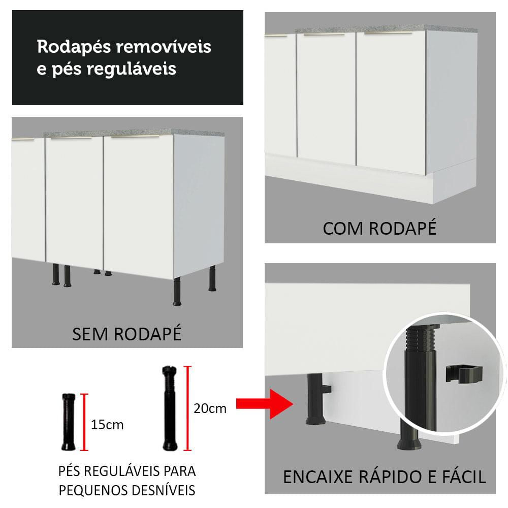 Ilha de Cozinha com Bancada e Balcão 120 cm Lux Madesa Branco