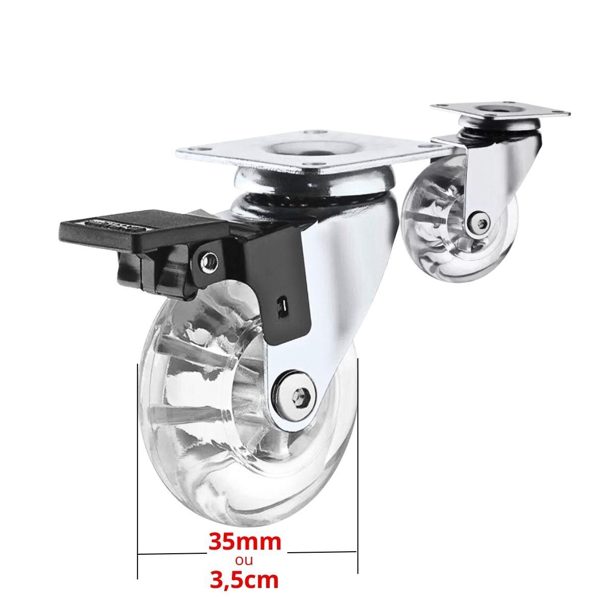 Miniatura Kit 50 Rodízio Giratório Gel Rodinha Silicone 35Mm Parafusos