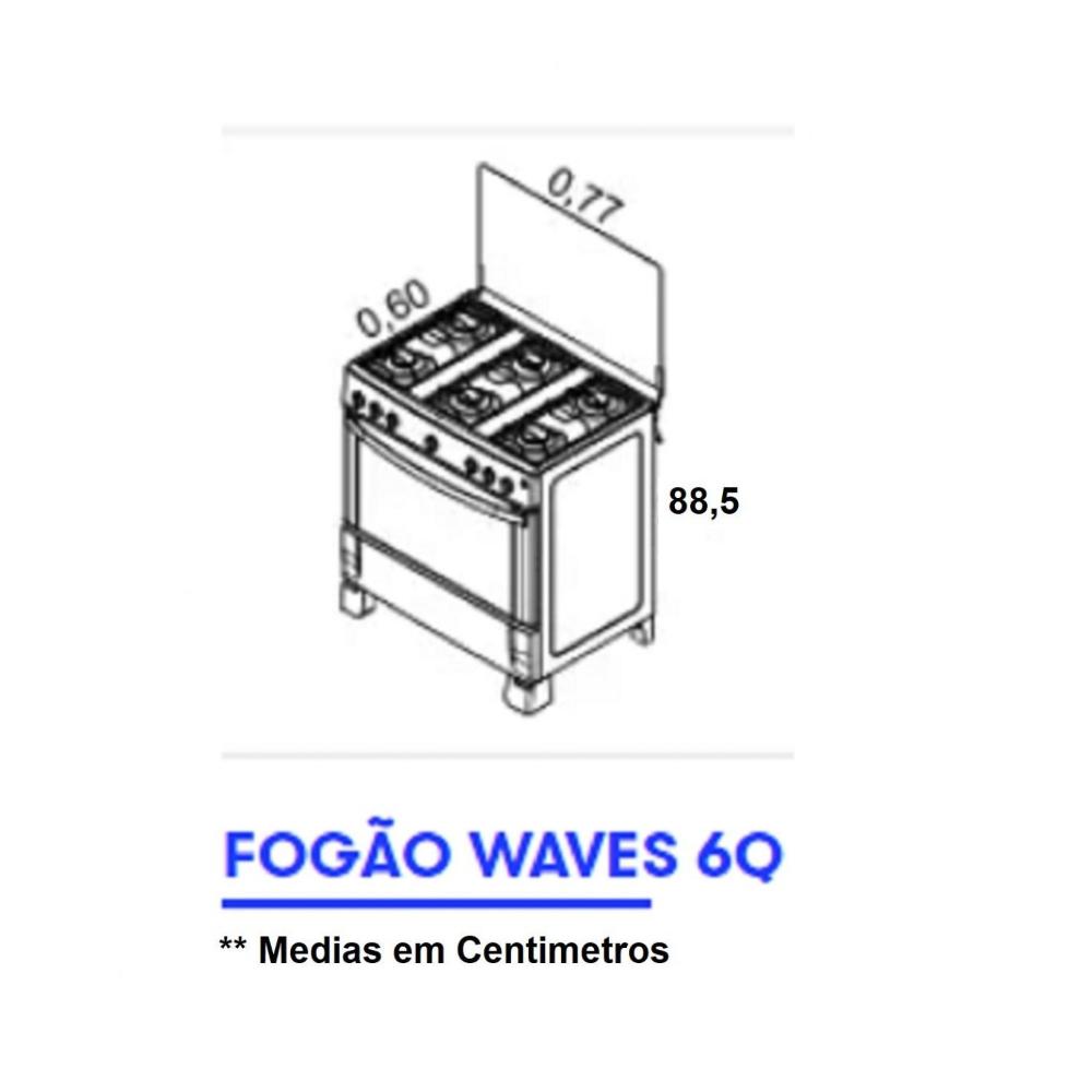 Fogão 6 Bocas Acendimento Automático Bivolt Waves Itatiaia Branco