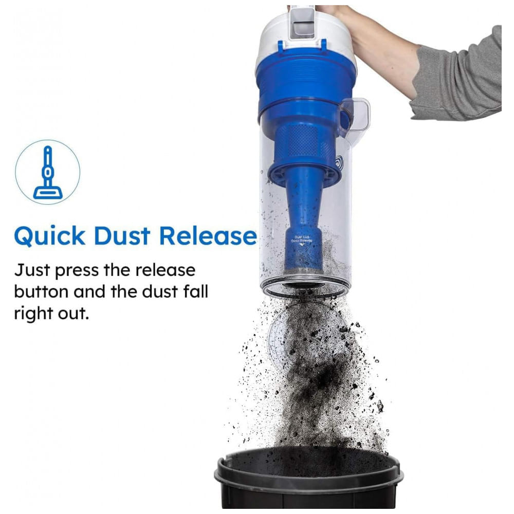 Miniatura Aspirador de Pó Portátil sem Saco para Piso Duro e Pelos de Pet, 110V 600W, Vacmaster UC0101, Branco e Azul