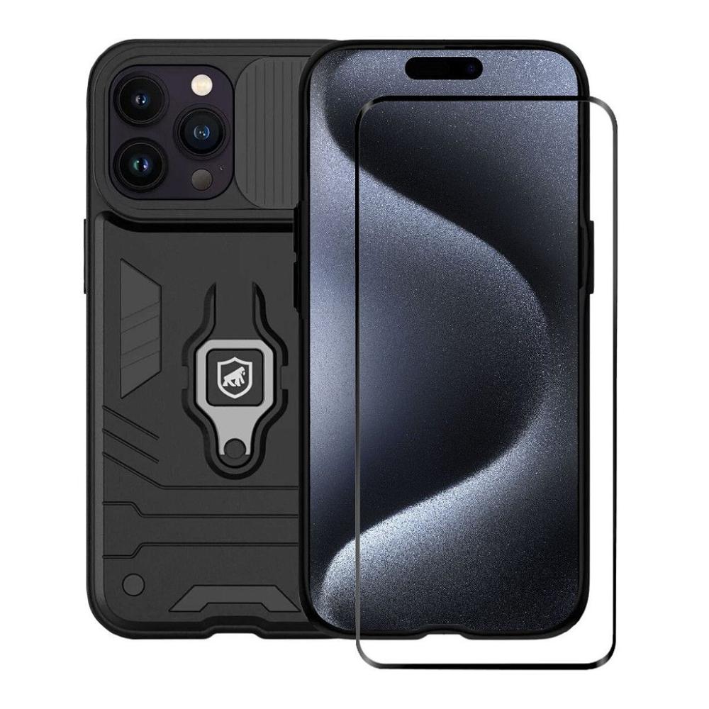 Miniatura Kit Capa Defender e Pelicula Coverage 5D Pro Preta para iPhone 15 Pro - Gshield