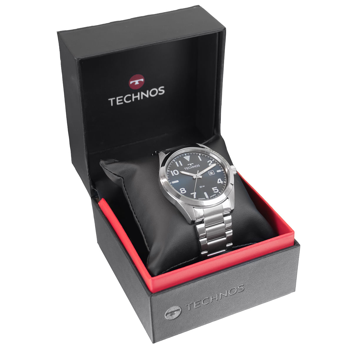 Relógio Masculino Technos Prata Azul Analógico 2115UAI/1A
