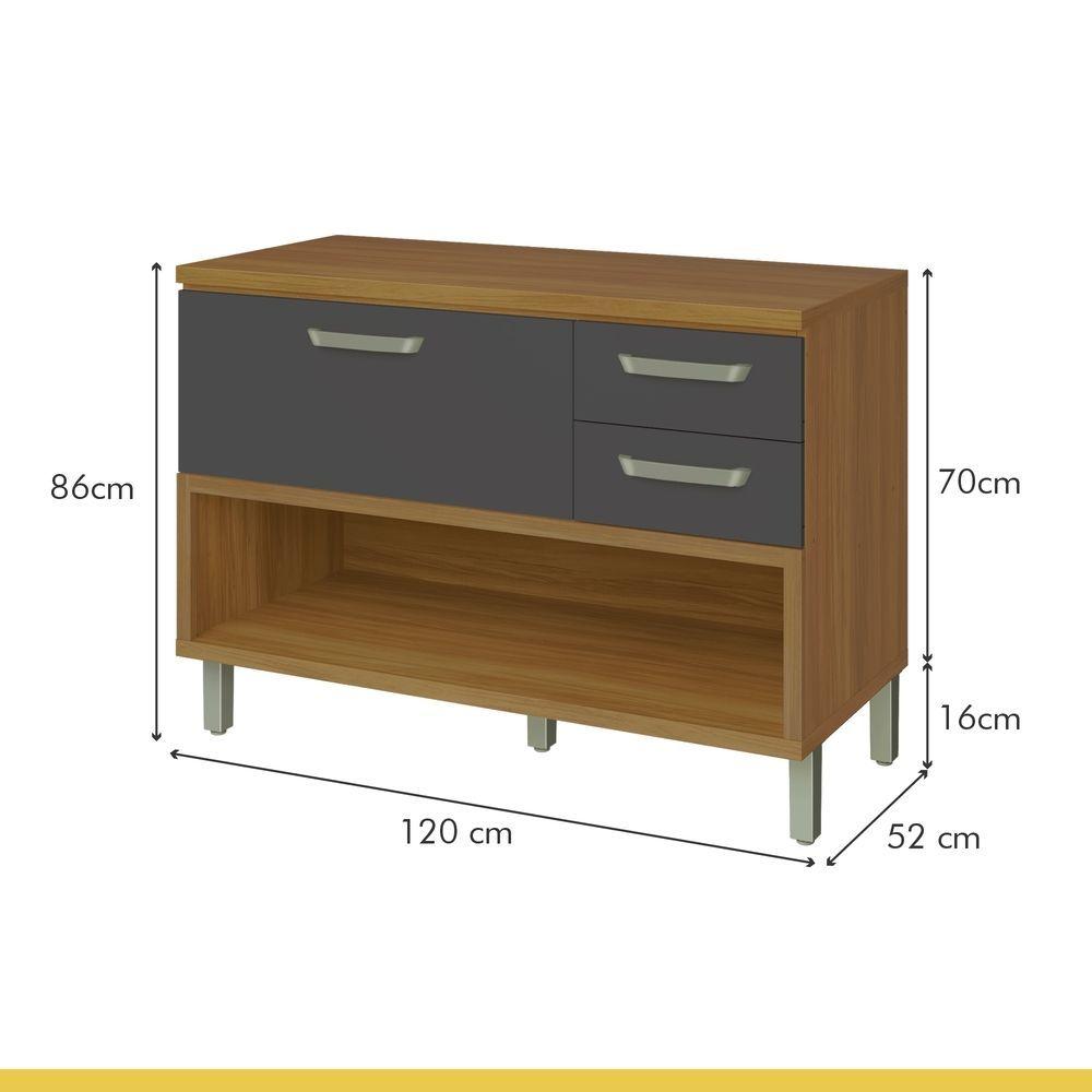 Miniatura Balcão De Cozinha 1 Porta 2 Gavetas Com Caixa Organizadora 120cm Princesa Nesher Móveis