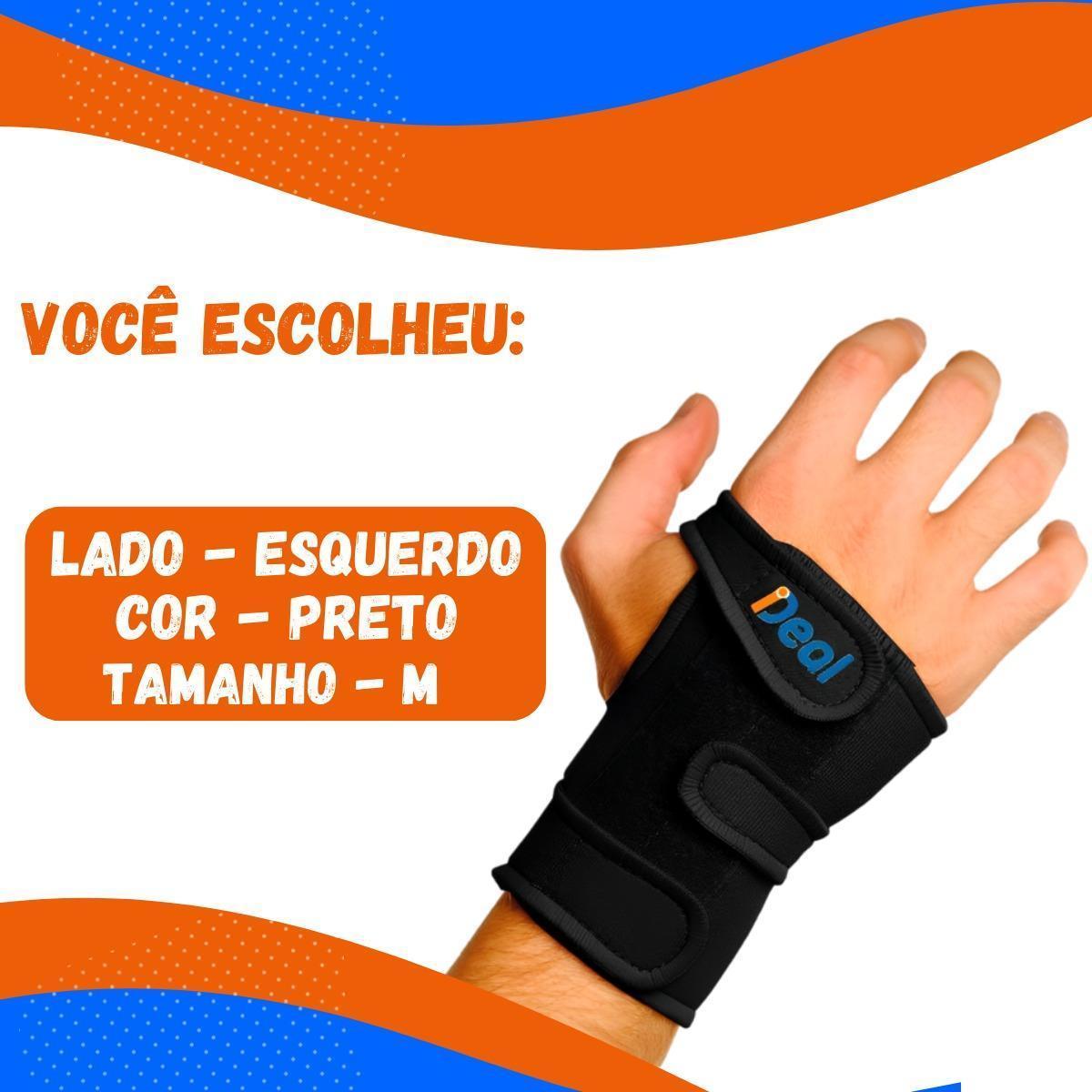 Miniatura Munhequeira Com Tala Órtese Punho Mão - Esquerdo Preto M