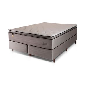 Miniatura Cama Box Bipartida Queen Size Hellen Dublin com Molas Ensacadas e Espuma D33 73x158x198 cm - Bege