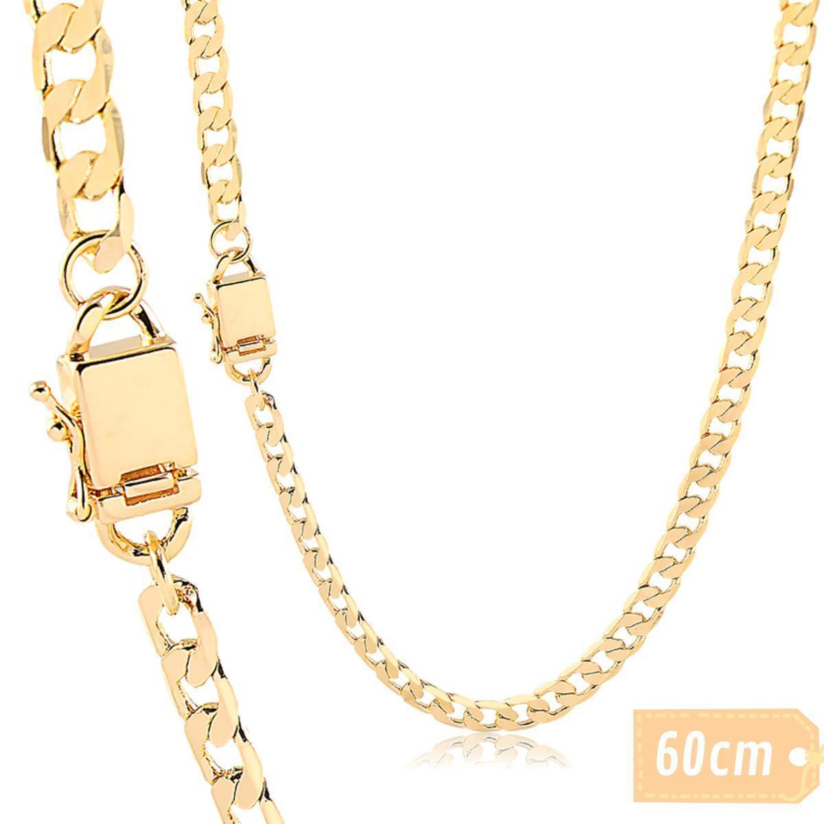 Miniatura Corrente Masculina Elo Grumet 1X1 Banhada A Ouro 18K 6Mm
