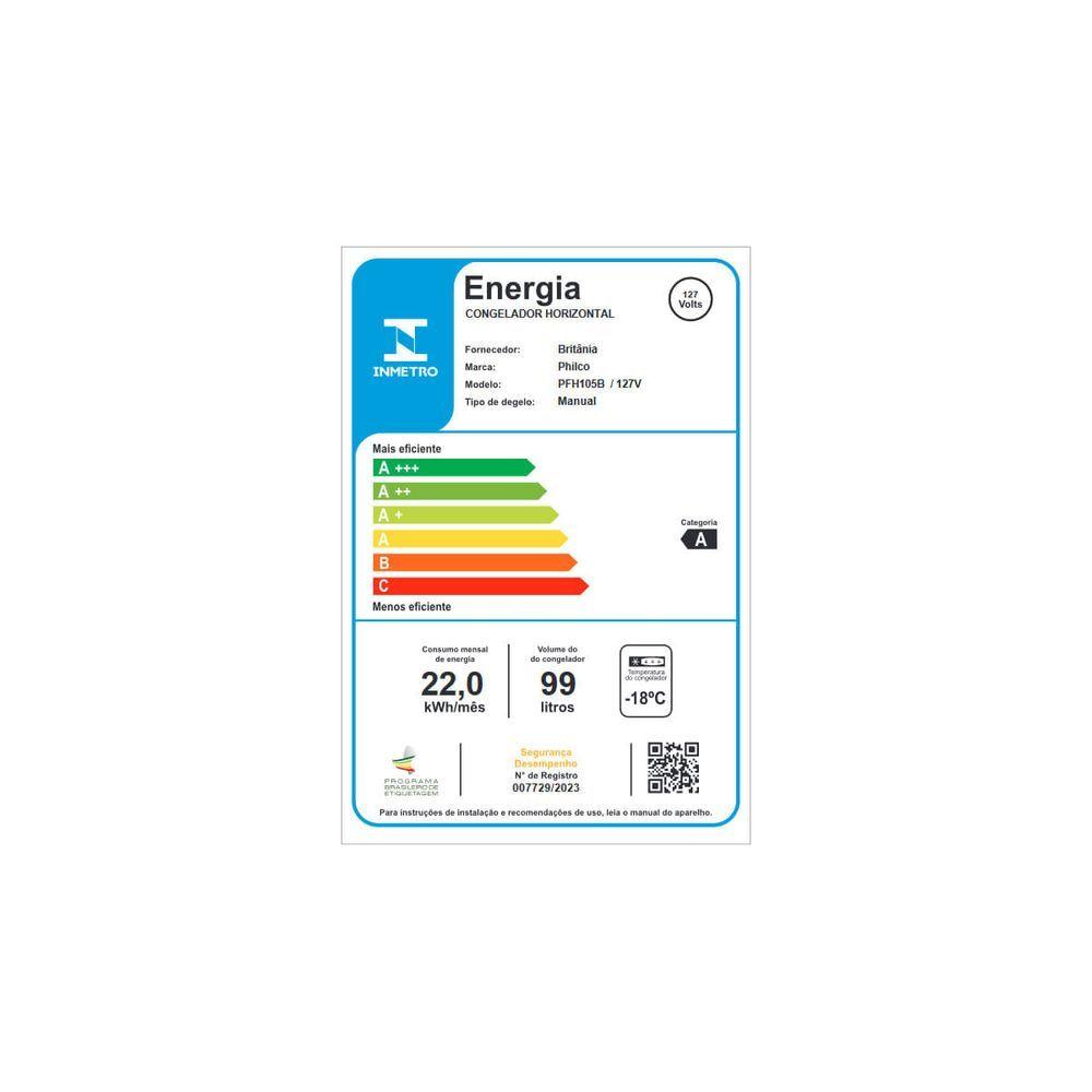 Freezer Horizontal 99L Philco PFH105B 2 Em 1 110V