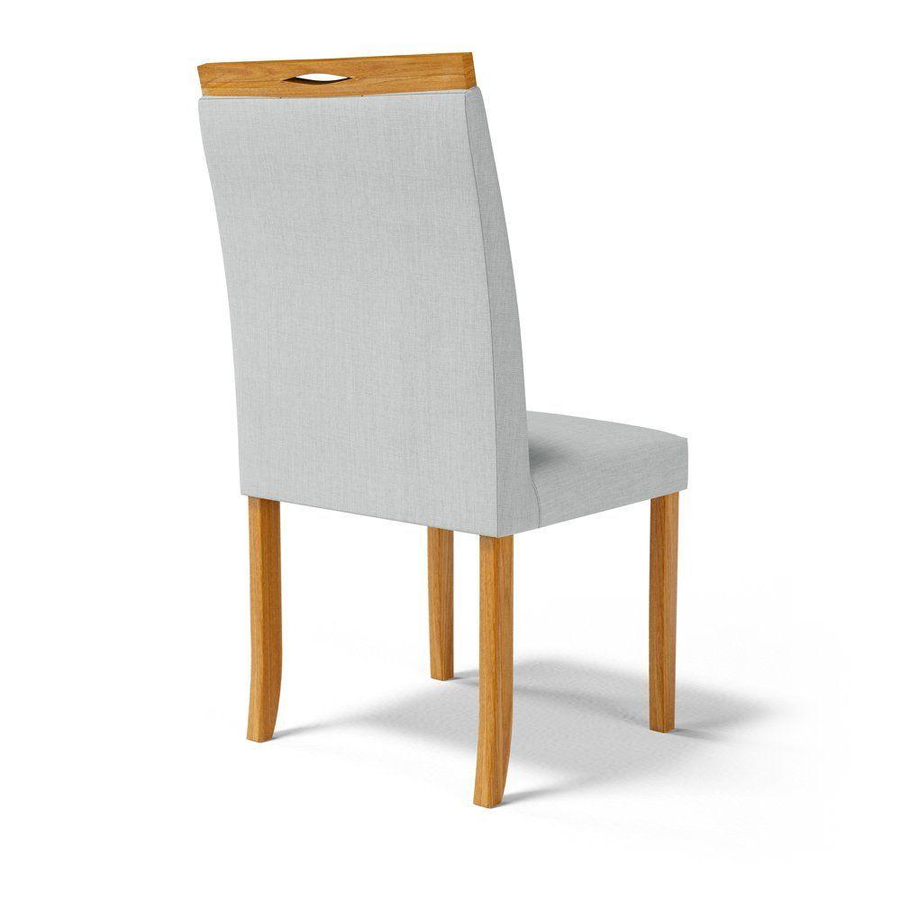 Miniatura Kit Com 2 Cadeiras Maiara Madeira Maciça Estofadas Para Mesa De Jantar Linho Cinza Claro