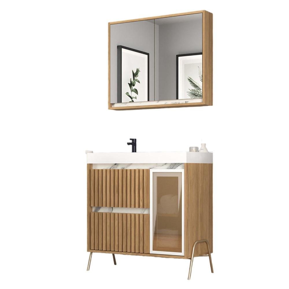 Gabinete de Banheiro 80cm com Lavatório e Armário Ref 890 Itapuã/Thassos