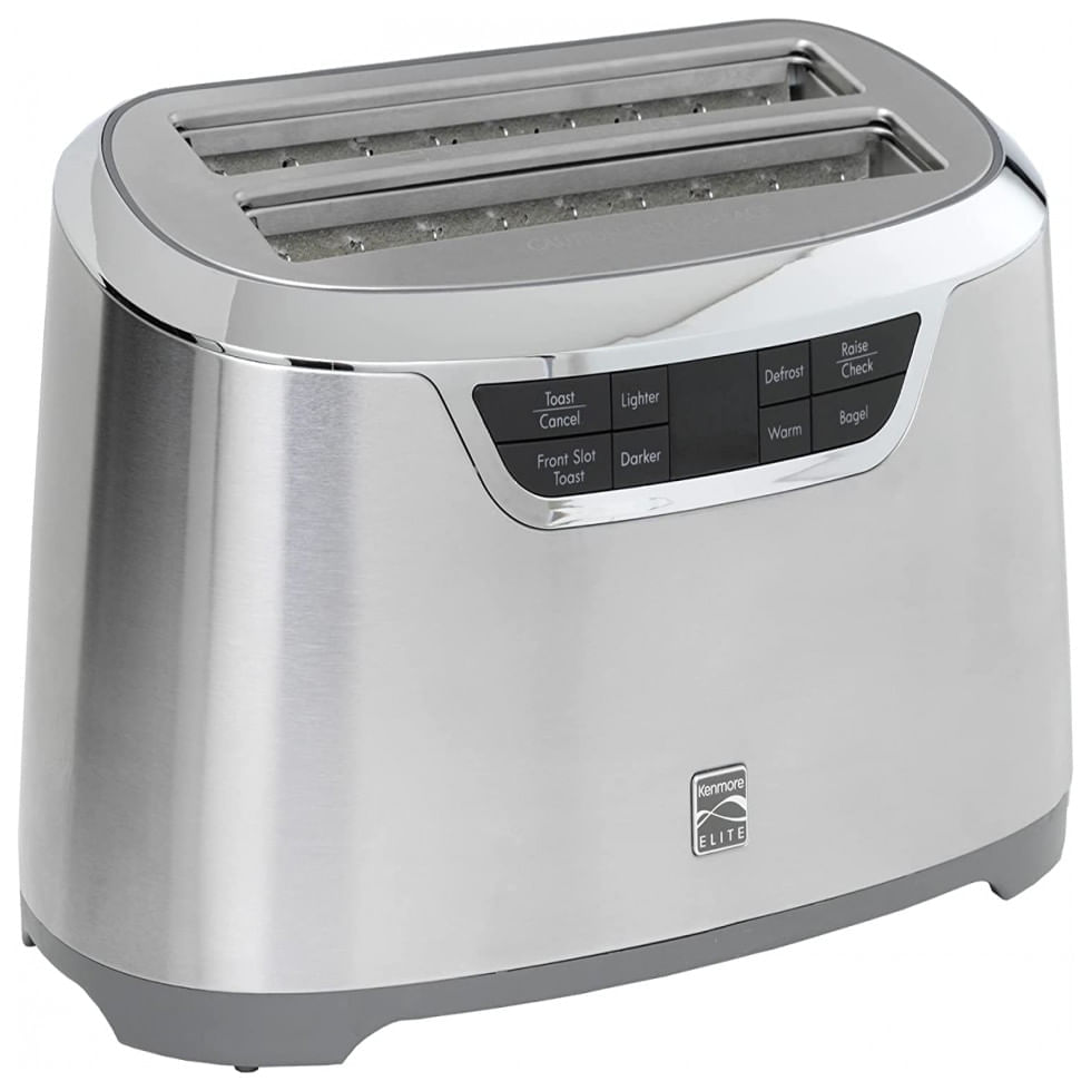Miniatura Torradeira Elétrica 4 Fatias com 9 Níveis de Tostagem em Aço Inoxidável e Painel Digital, 110V 1500W, Kenmore, Prata