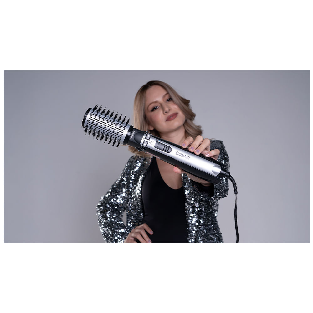 Miniatura Escova Secadora Rotativa Diamond Rotating Conair e 900W Preto e Prata - 2735ABR 110