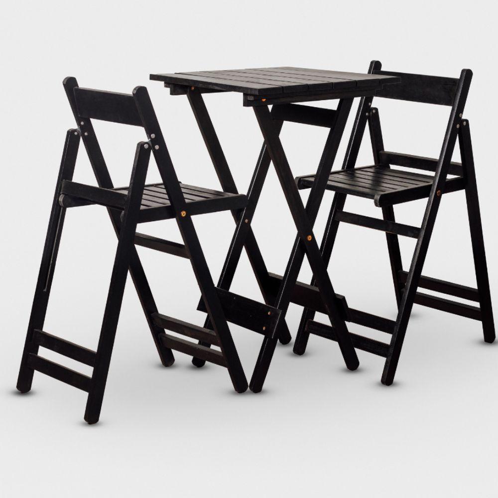 Miniatura Conjunto De Mesa Bistrô E 02 Cadeiras Cor Preta