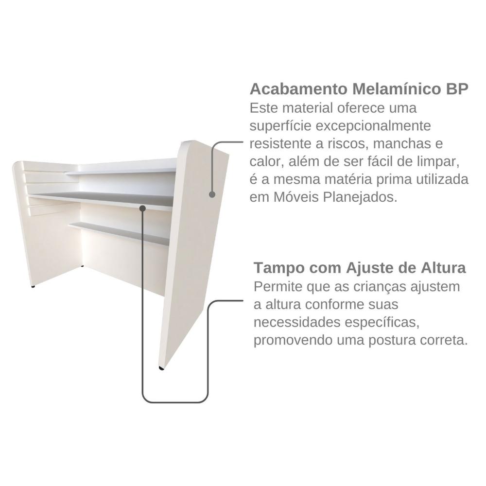 Escrivaninha / Mesa Infantil com Regulagem de Altura Branco