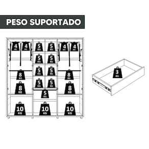 Guarda-Roupa Casal Madetec Portinari com Espelhos 6 Portas 4 Gavetas Ripado Angular Amortecimento Cabideiro Extensível ARM 6PT C/ESP 4GV MADETEC VERONESE CINAMOMO