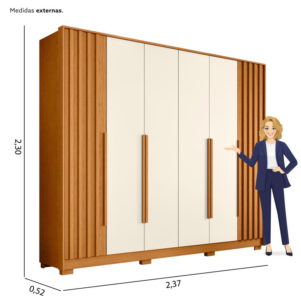 Miniatura Guarda Roupa Casal 06 Portas Deville Cinamomo/Off White